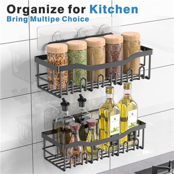 Shower Caddy 2 Pack,Adhesive Shower Organizer for Bathroom Storage&Home - Picture 7 of 16